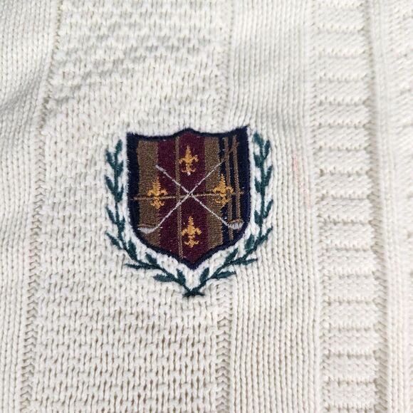 Vintage Carmel Cardigan Mens 2XL XXL White Tennis Ademia Preppy Old Money - Picture 3 of 11